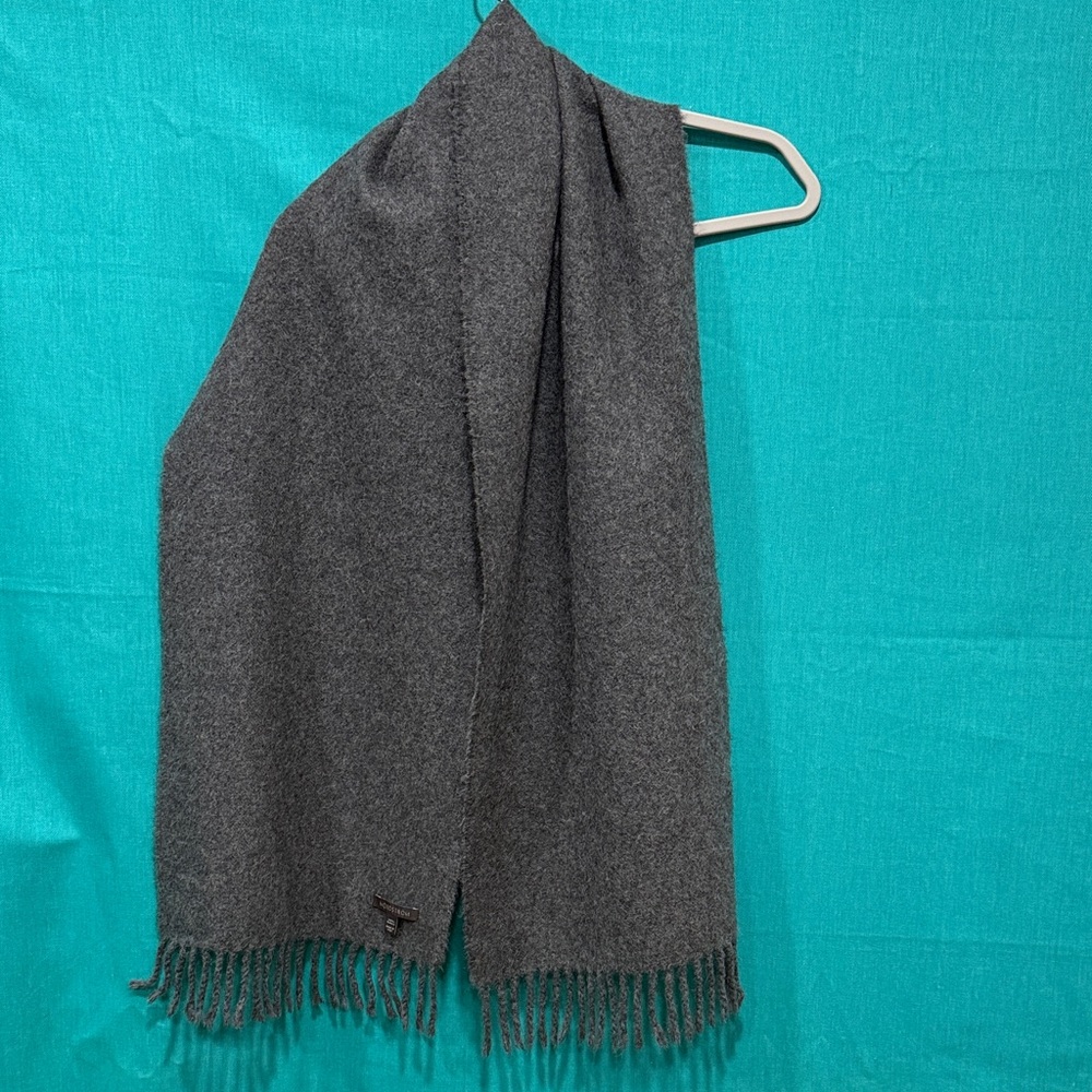 Nordstrom Vintage 100% Alpaca Charcoal Gray Fringe Wrap Scarf